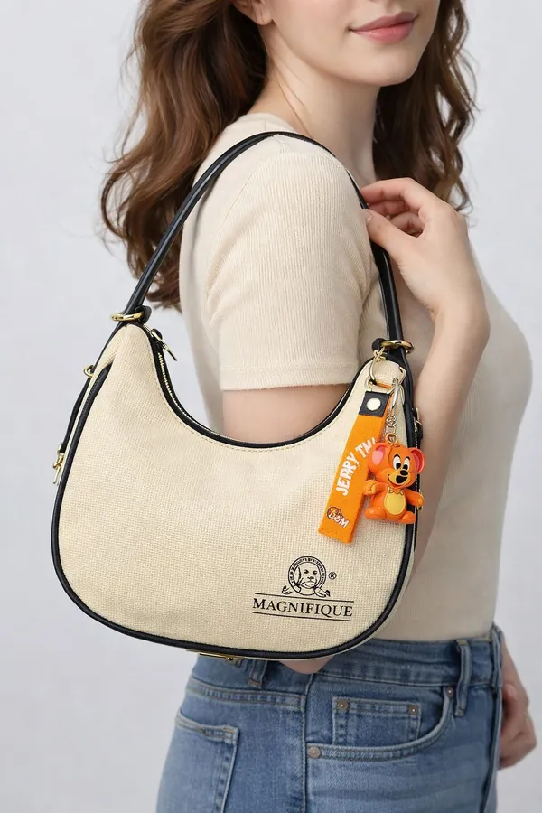 Black_Pu_Solid_Casual_Keychain_Sling_Bag_For_Women