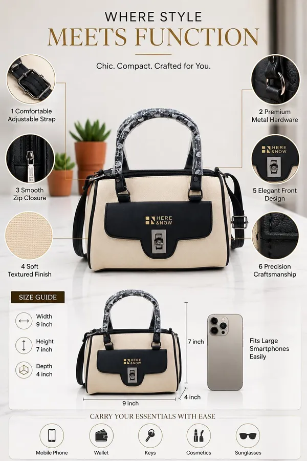 Black_Pu_Duffle_Style_Sling_Bag_For_Women