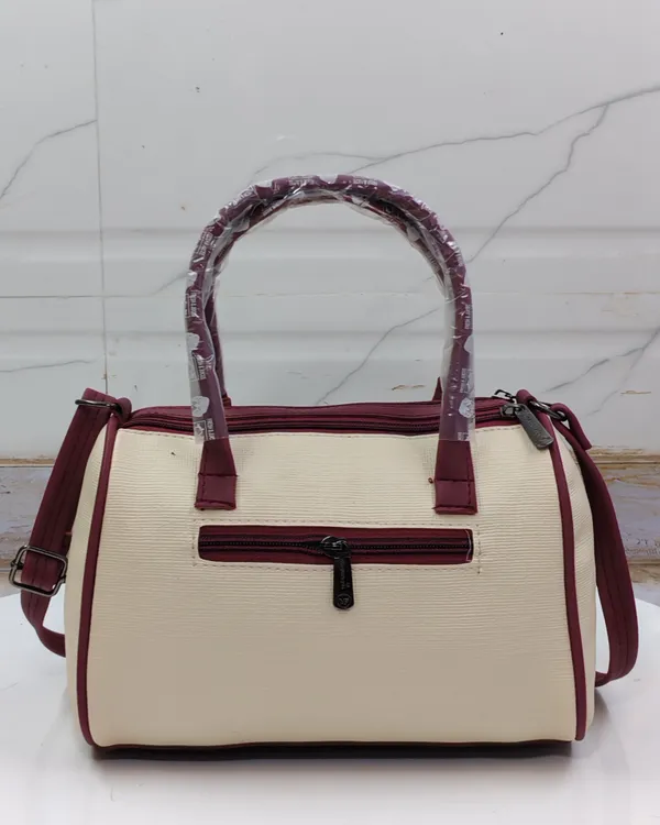 Maroon_Pu_Duffle_Style_Sling_Bag_For_Women