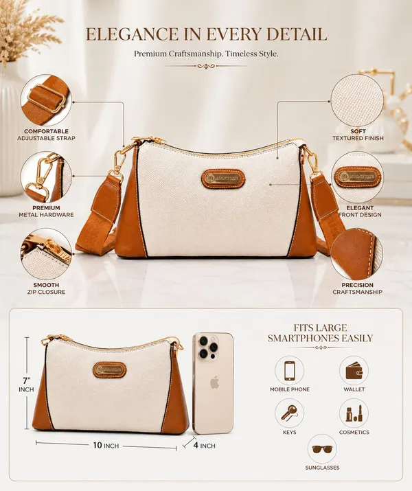 Camel_Pu_Solid_Sling_Bag_For_Women