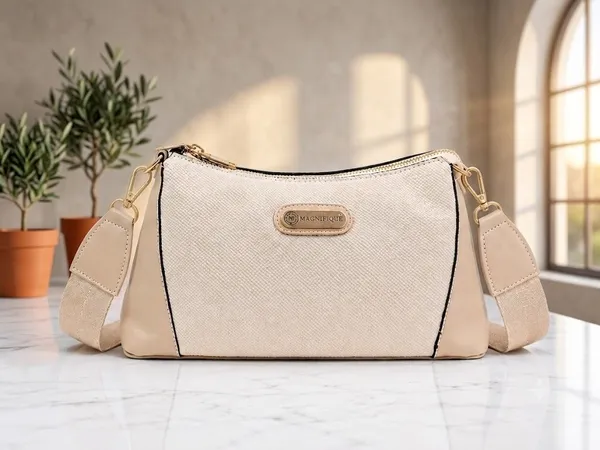 Khaki_Pu_Solid_Sling_Bag_For_Women