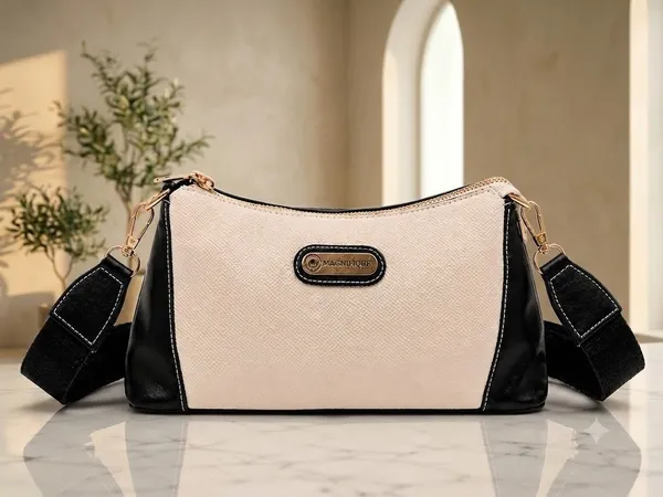 White_Pu_Self_Design_Sling_Bag_For_Women