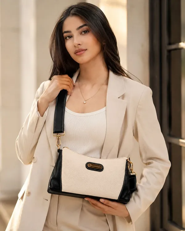 White_Pu_Self_Design_Sling_Bag_For_Women