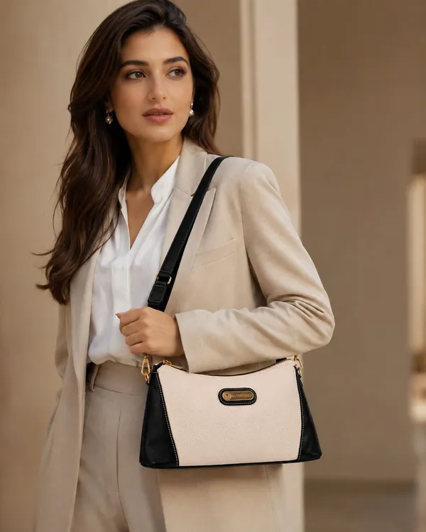 White_Pu_Self_Design_Sling_Bag_For_Women