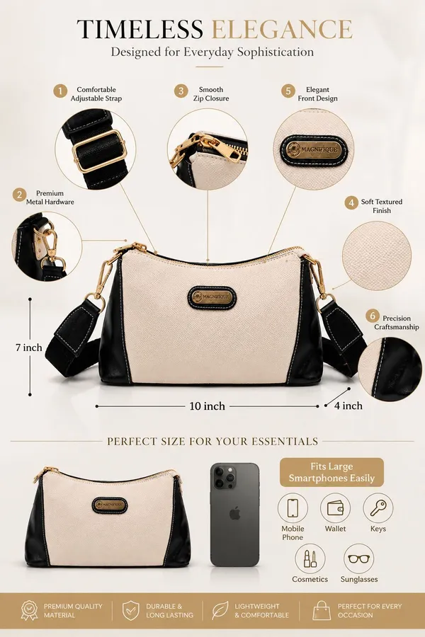 White_Pu_Self_Design_Sling_Bag_For_Women