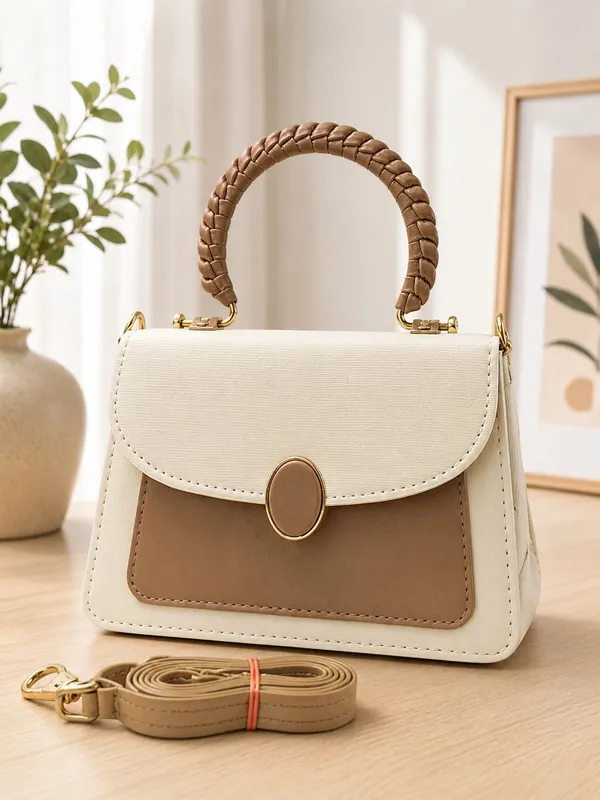 Khaki_Pu_Quilted_Box_Sling_Bag_For_Women