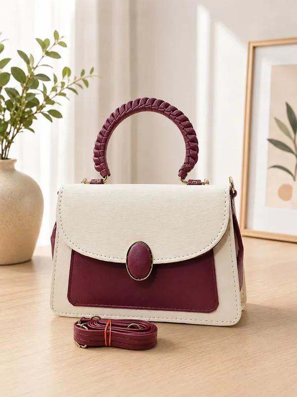 Maroon_Pu_Quilted_Box_Sling_Bag_For_Women