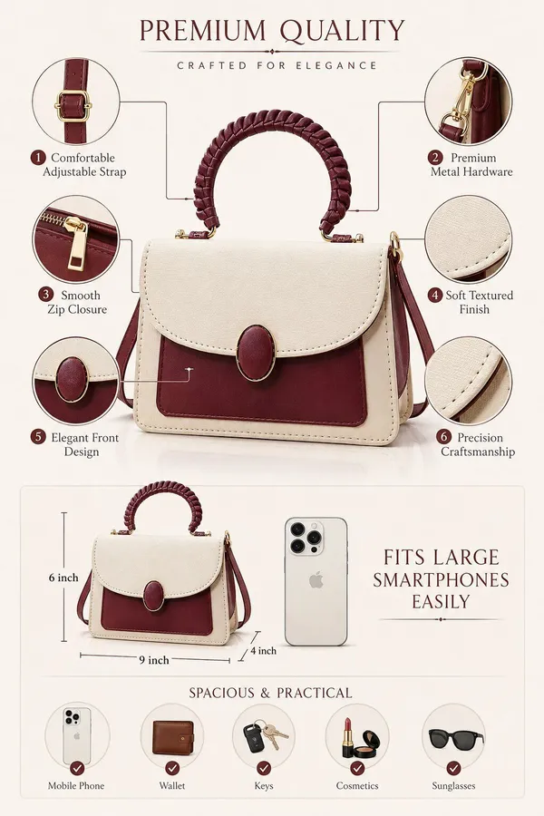 Maroon_Pu_Quilted_Box_Sling_Bag_For_Women