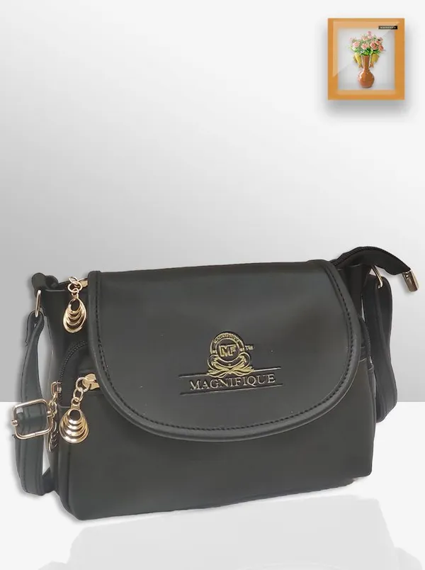 Black_Pu_Solid_Sling_Bag_For_Women