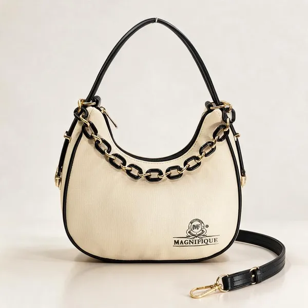 Black_Pu_Solid_Chain_Handle_Sling_Bag_For_Women