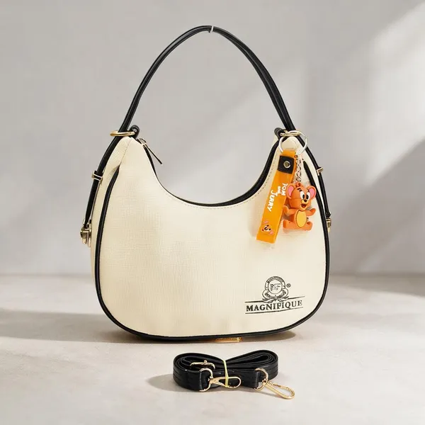 Black_Pu_Solid_Casual_Keychain_Sling_Bag_For_Women