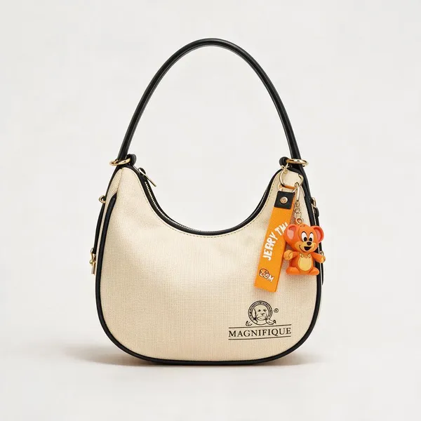 Black_Pu_Solid_Casual_Keychain_Sling_Bag_For_Women