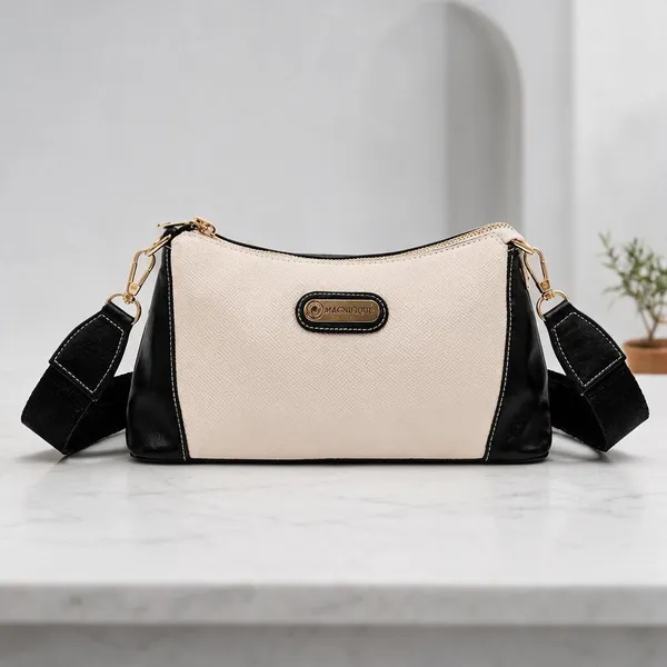 White_Pu_Self_Design_Sling_Bag_For_Women
