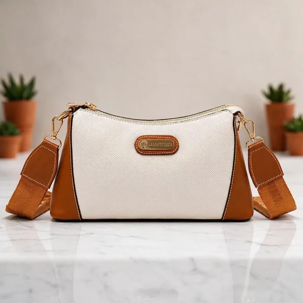Camel_Pu_Solid_Sling_Bag_For_Women