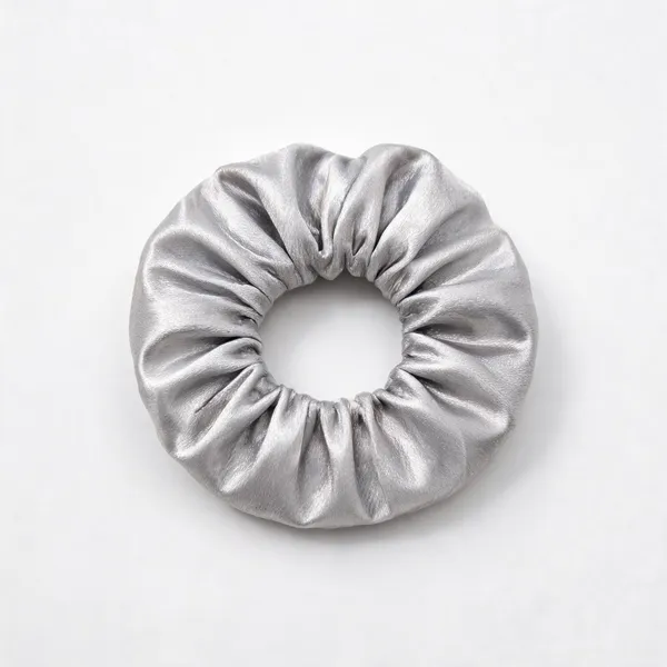 Silver_Satin_Hair_Scrunchies_For_Women_And_Girls