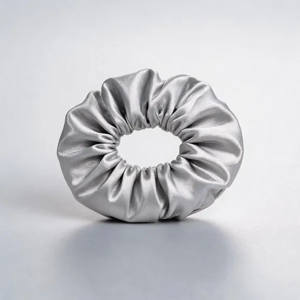 Silver_Satin_Hair_Scrunchies_For_Women_And_Girls
