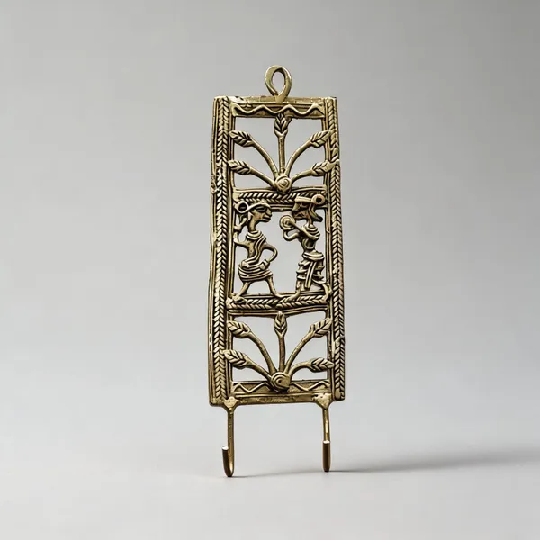Brass_Tribal_Dhokra_Two_Hook_Key_Holder