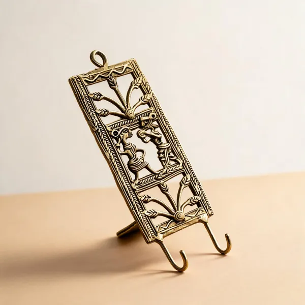 Brass_Tribal_Dhokra_Two_Hook_Key_Holder
