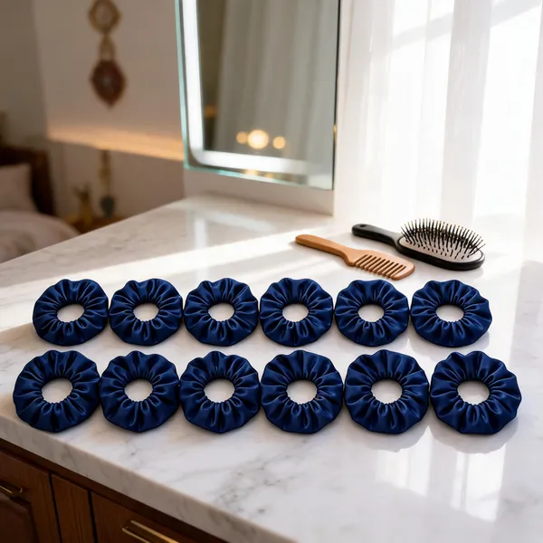 Navy_Blue_Satin_Hair_Scrunchies_For_Women_And_Girls