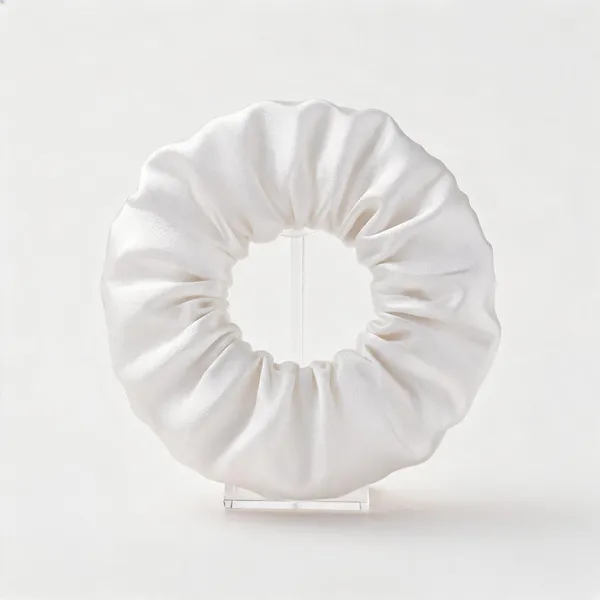 White_Satin_Elasticated_Hair_Scrunchie_For_Women