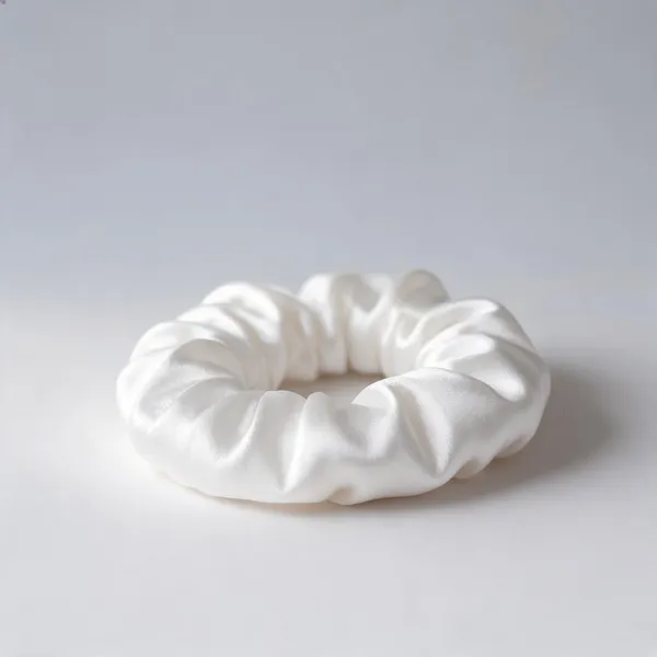 White_Satin_Elasticated_Hair_Scrunchie_For_Women