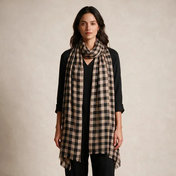 Beige_Black_Checked_Shawl