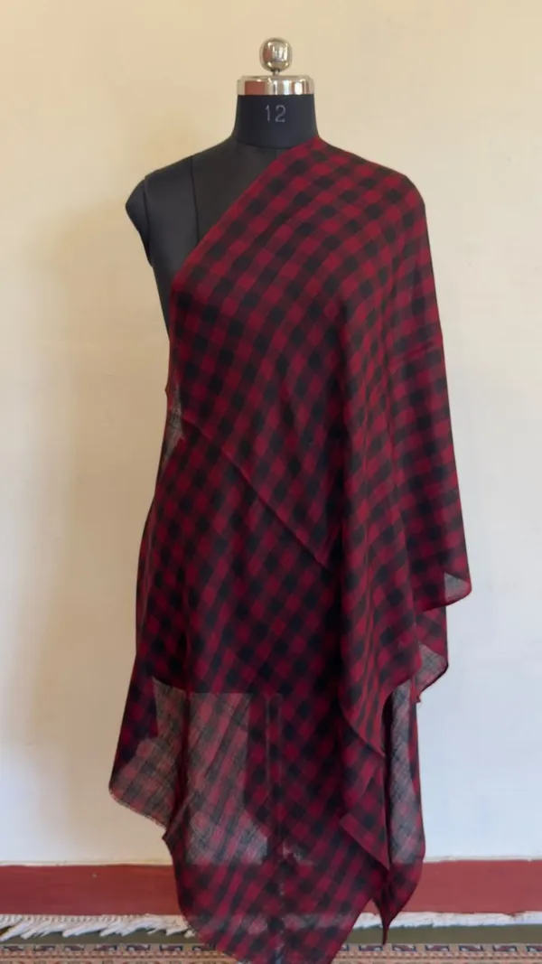 Red_And_Black_Sheer_Checkered_Stole_For_Women
