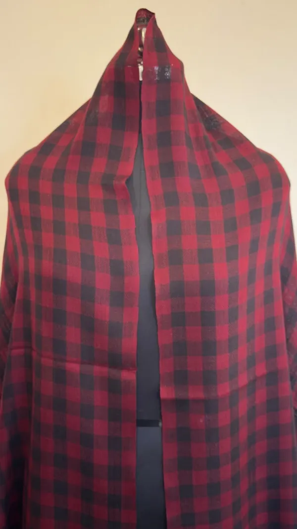 Red_And_Black_Sheer_Checkered_Stole_For_Women