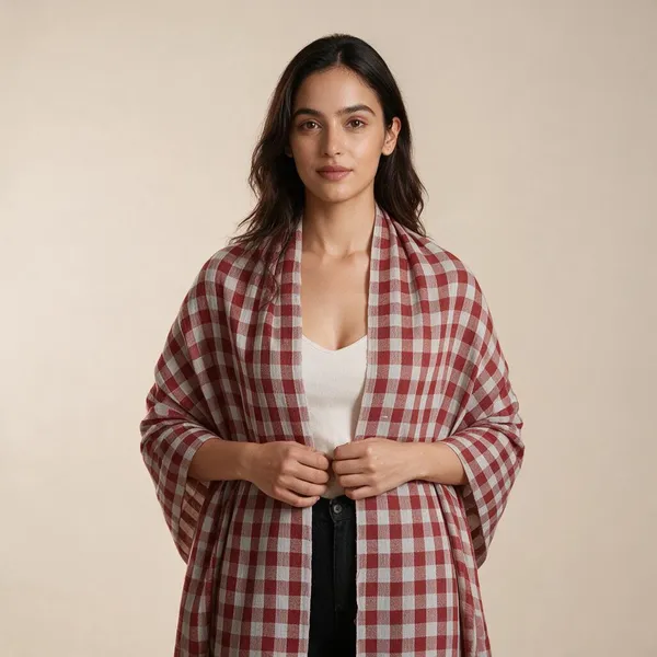 Red_Checked_Pattern_Shawl_For_Women