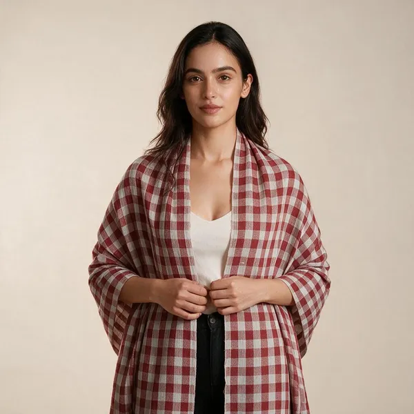 Red_Checked_Pattern_Shawl_For_Women