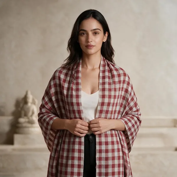 Red_Checked_Pattern_Shawl_For_Women
