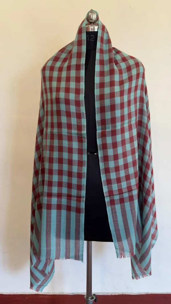 Maroon_And_Aqua_Checked_Shawl_for_Women
