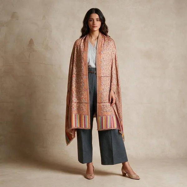 Peach_Printed_Paisley_Shawl_For_Women