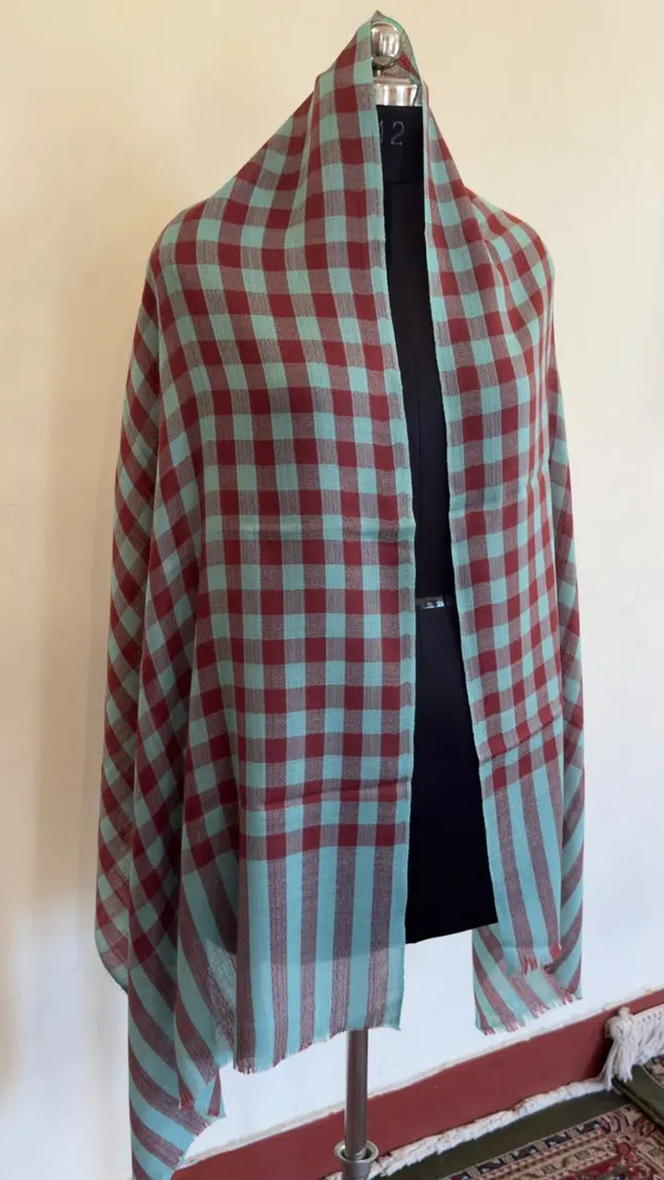 Maroon_And_Aqua_Checked_Shawl_for_Women