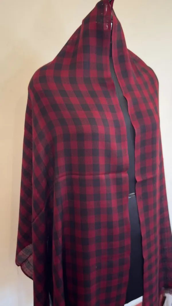 Red_And_Black_Sheer_Checkered_Stole_For_Women