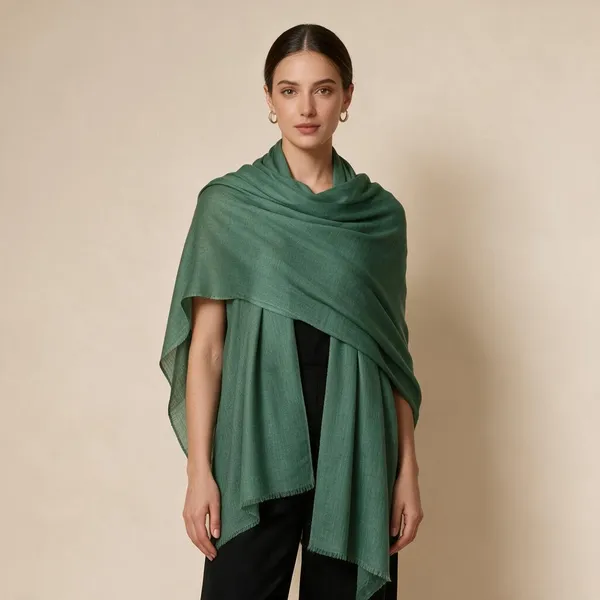 Green_Woven_Long_Shawl_For_Women