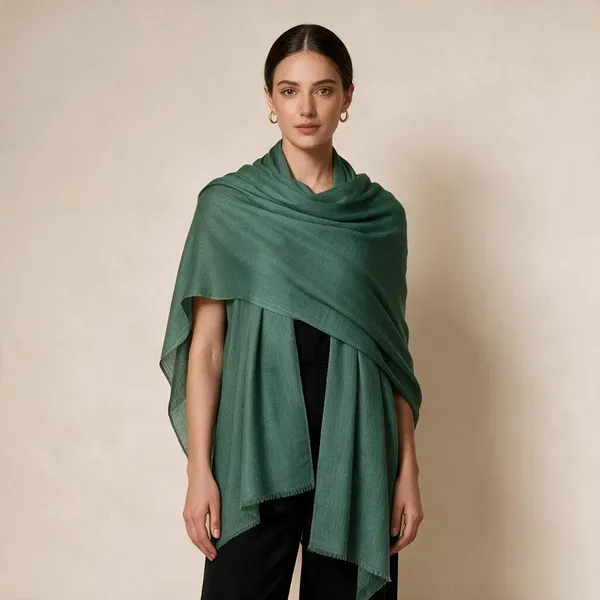 Green_Woven_Long_Shawl_For_Women