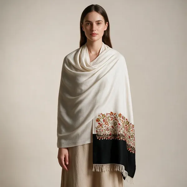White_Woven_Floral_Border_Shawl_For_Women