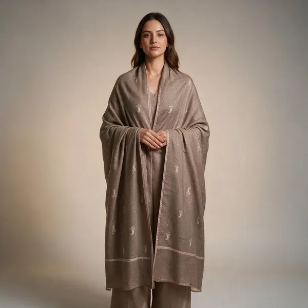 Taupe_Woven_Paisley_Shawl_For_Women