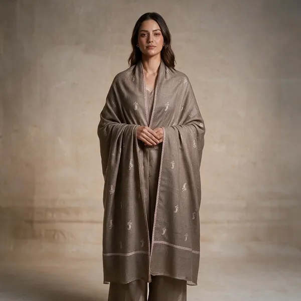 Taupe_Woven_Paisley_Shawl_For_Women