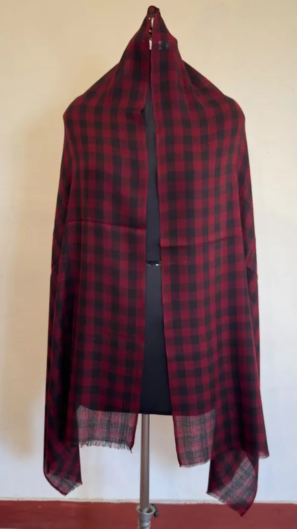 Red_And_Black_Sheer_Checkered_Stole_For_Women