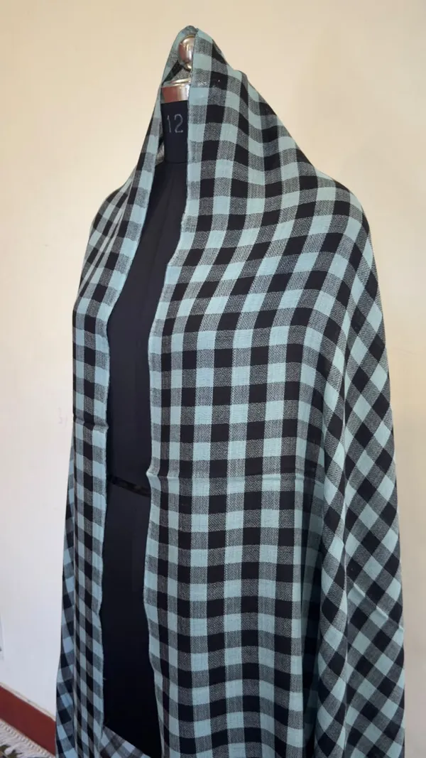 Black_Checkered_Open_Front_Long_Shrug_For_Women