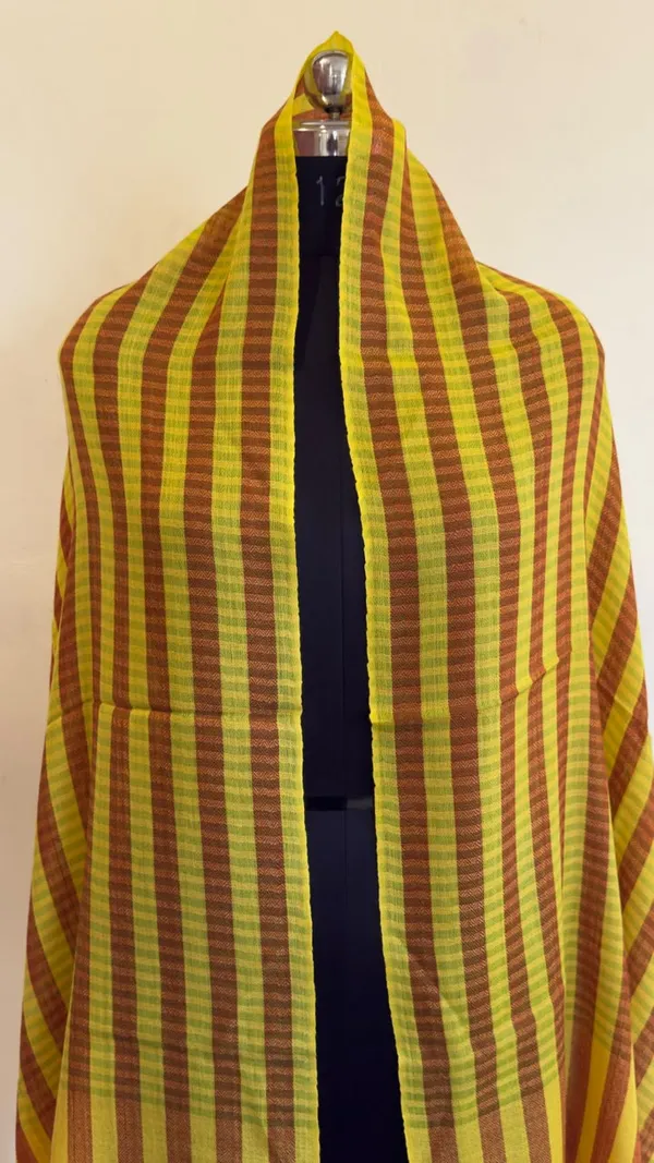 Yellow_Brown_Striped_Dupatta_For_Women