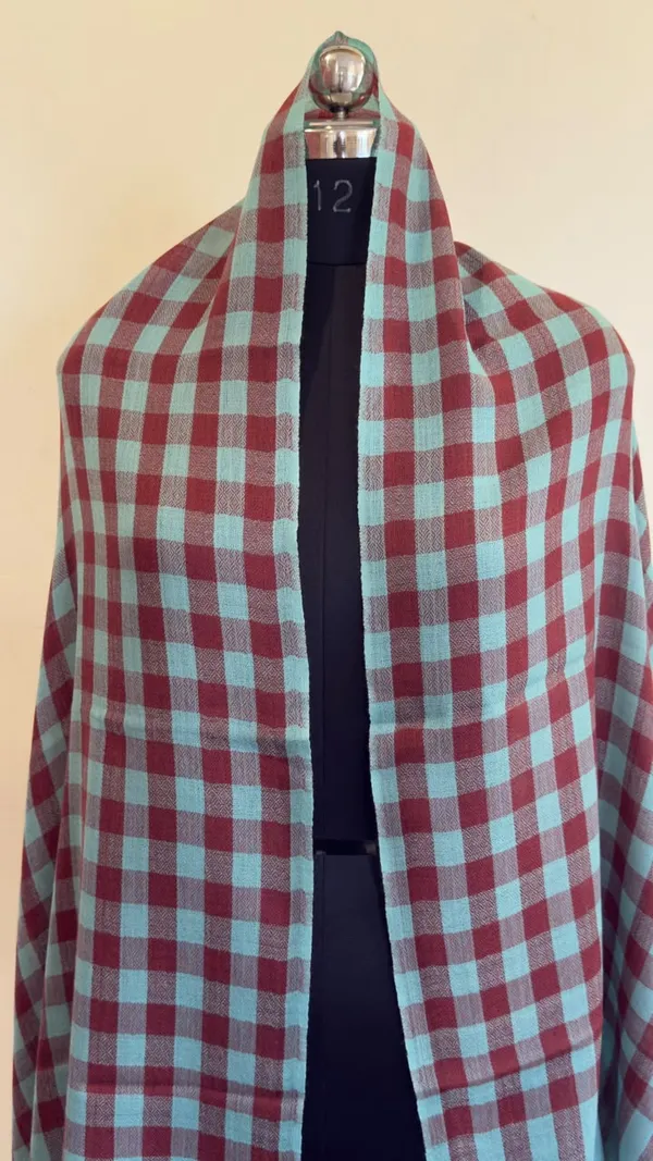Maroon_And_Aqua_Checked_Shawl_for_Women