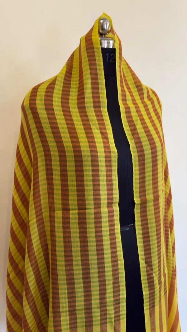 Yellow_Brown_Striped_Dupatta_For_Women