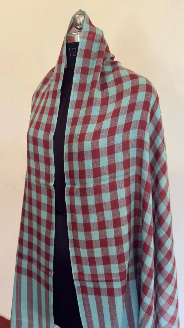 Maroon_And_Aqua_Checked_Shawl_for_Women