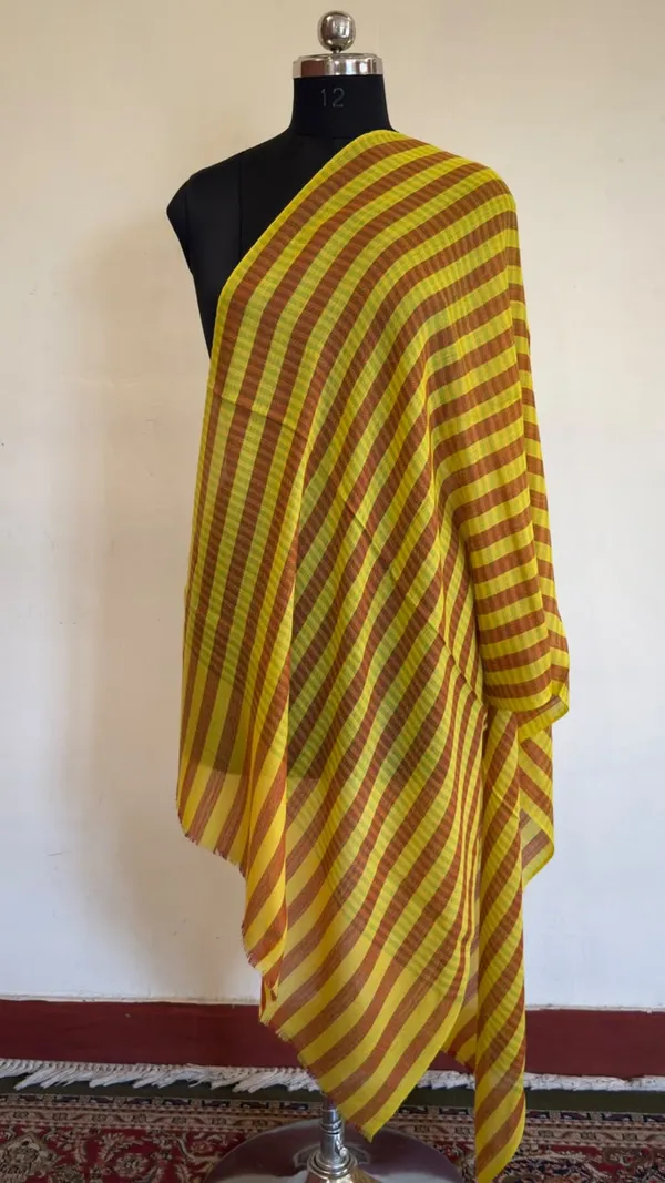Yellow_Brown_Striped_Dupatta_For_Women