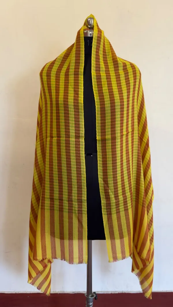 Yellow_Brown_Striped_Dupatta_For_Women