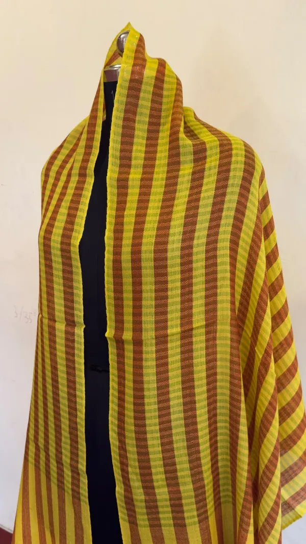 Yellow_Brown_Striped_Dupatta_For_Women