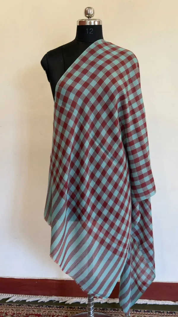 Maroon_And_Aqua_Checked_Shawl_for_Women
